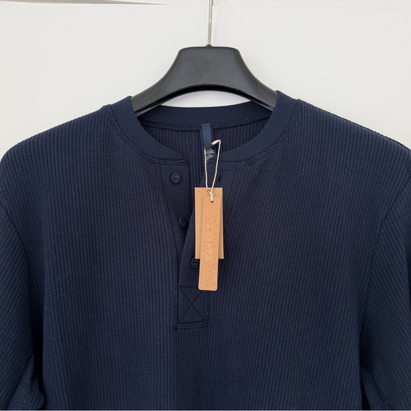 SKIMS Tops - SKIMS Navy Waffle Henley long sleeve Top